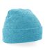 Bonnet à revers mixte turquoise chiné Beechfield