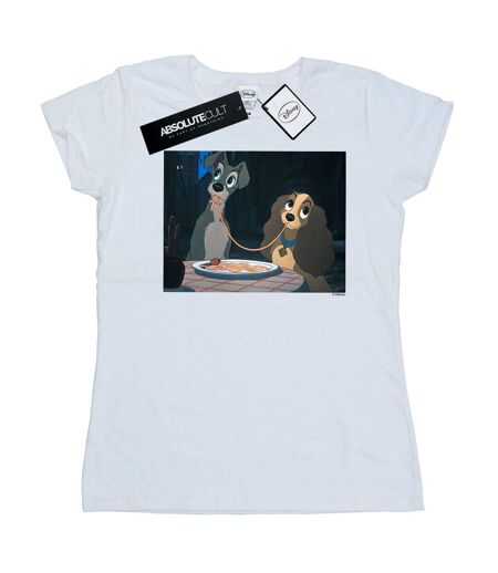 Disney T-shirt en coton Femme/Ladies Lady And The Tramp Spaghetti Slurp (Blanc) - UTBI15334