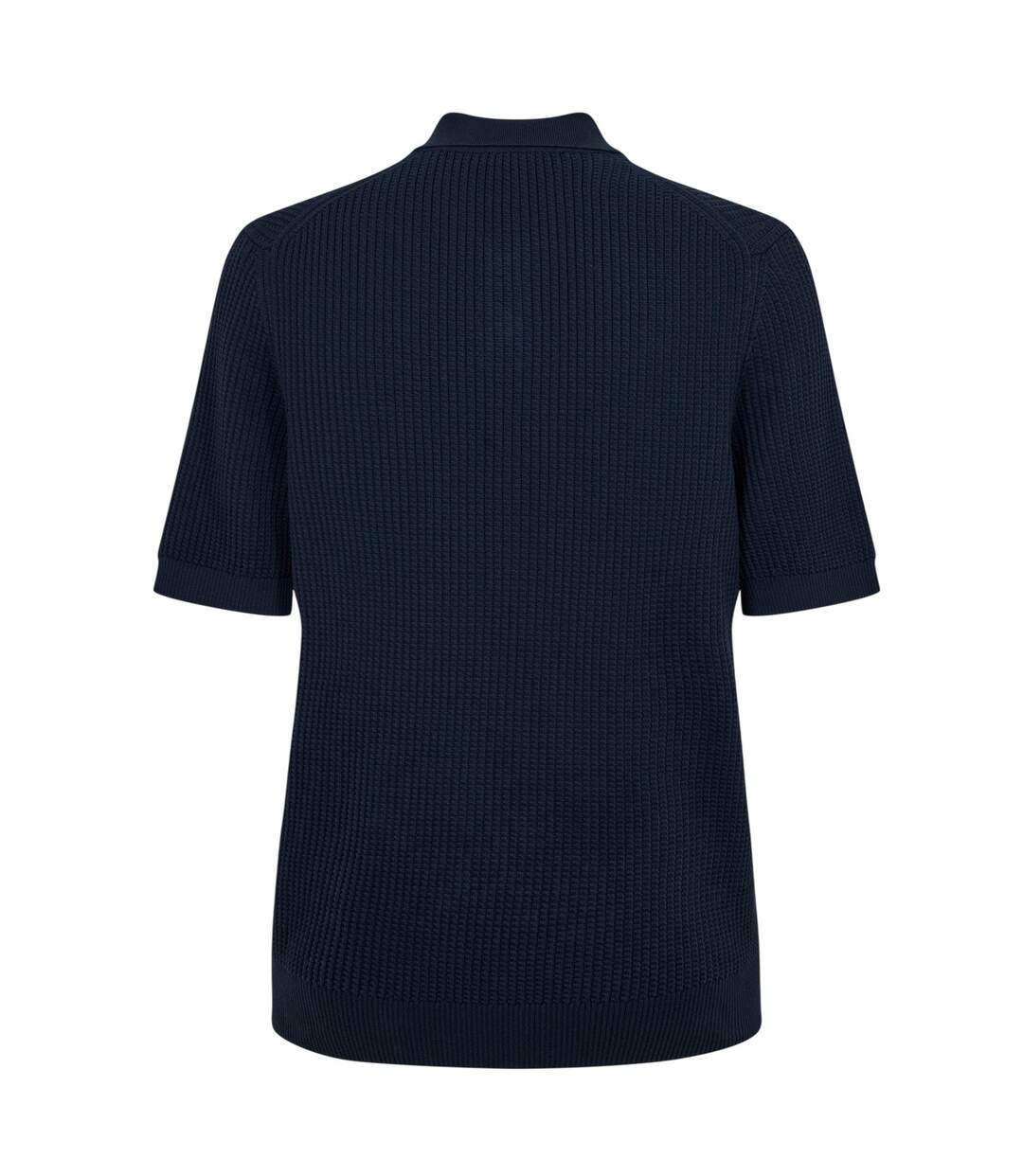 Mens Ribbed Collared Polo Shirt Dark Blue Boss-3