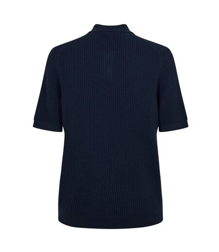 Mens Ribbed Collared Polo Shirt Dark Blue Boss