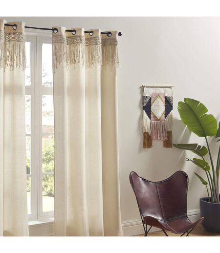 Rideau ethnique en macramé Ritual - 140 x 260 cm - Beige