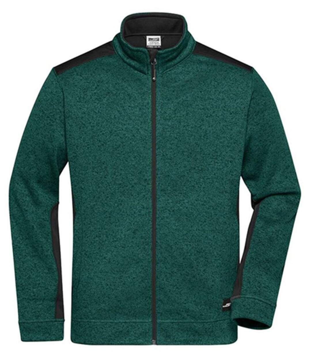 Veste polaire tricot de travail - Homme - JN862 - vert bouteille mélange noir