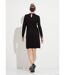 Robe-pull noire effet 2 en 1 voile imprimé léopard-2