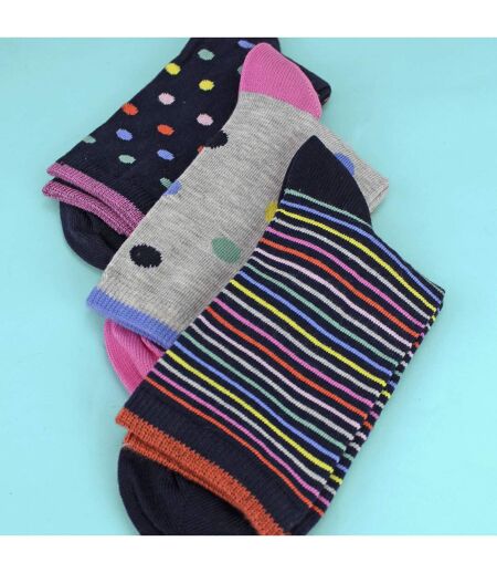 Sock Snob - 3 Paires de Chaussettes Femme à Pois et Rayures en Coton Douces
