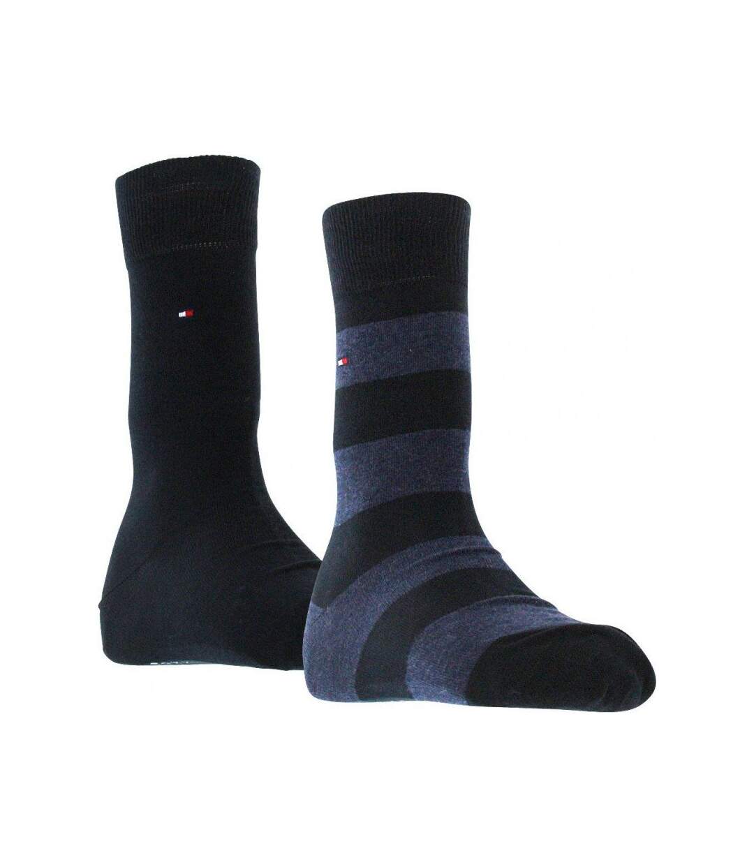 TOMMY HILFIGER Lot de 2 paires de Chaussettes Homme Coton RUGBY Noir Marine