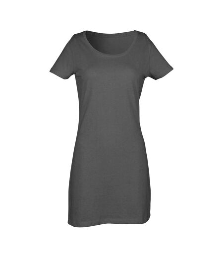 Womens/ladies Plain Cotton T-shirt Dress Granite SF