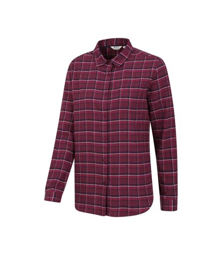 Womens/ladies Balsam Brushed Flannel Longline Shirt Burgundy Mountain Warehouse