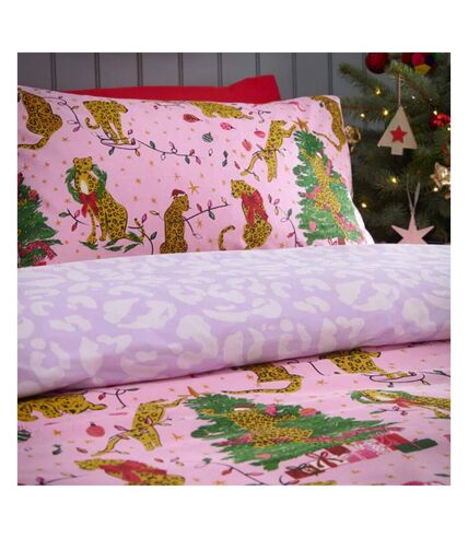 Purrfect christmas duvet cover set pink/lilac Furn