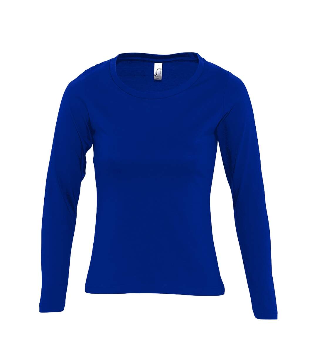 Womens/ladies majestic long sleeve t-shirt royal blue SOLS