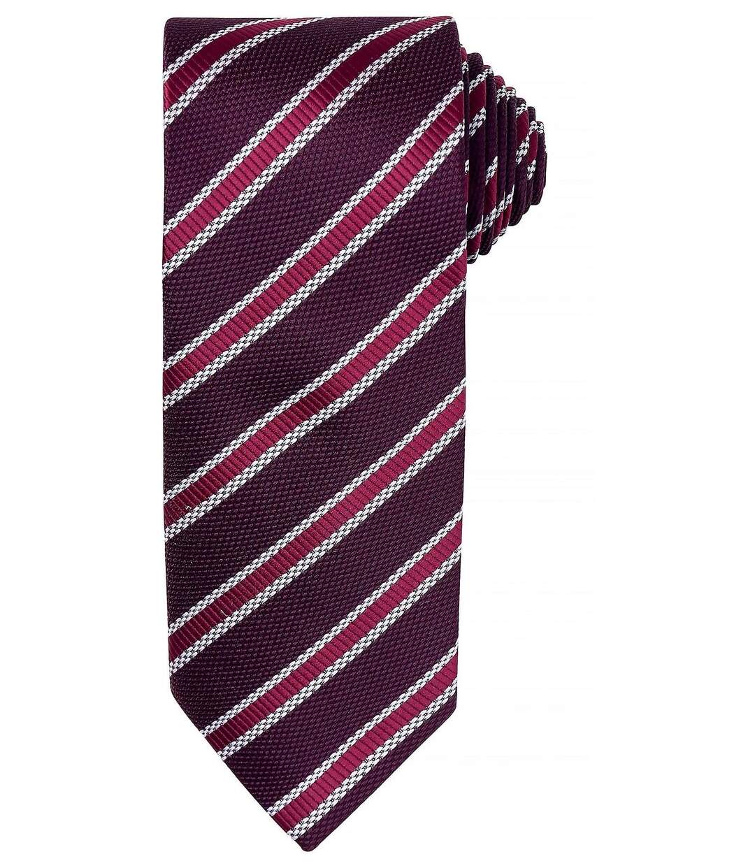 Cravate rayée - PR783 - violet aubergine et rouge bordeau-1