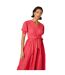 Womens/ladies broderie belt midi shirt dress hot pink Dorothy Perkins