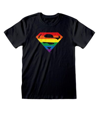 Superman Unisex Adult Pride Logo T-Shirt (Black) - UTHE567