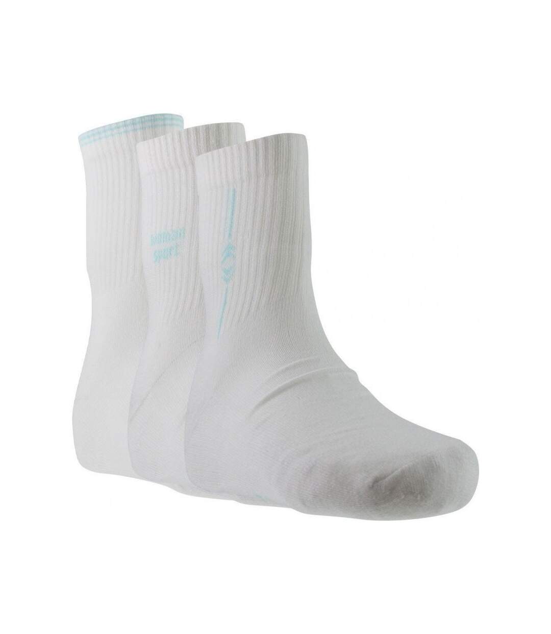 TWINDAY Lot de 3 paires de Chaussettes Femme SPORTIVE Blanc Bleu-1