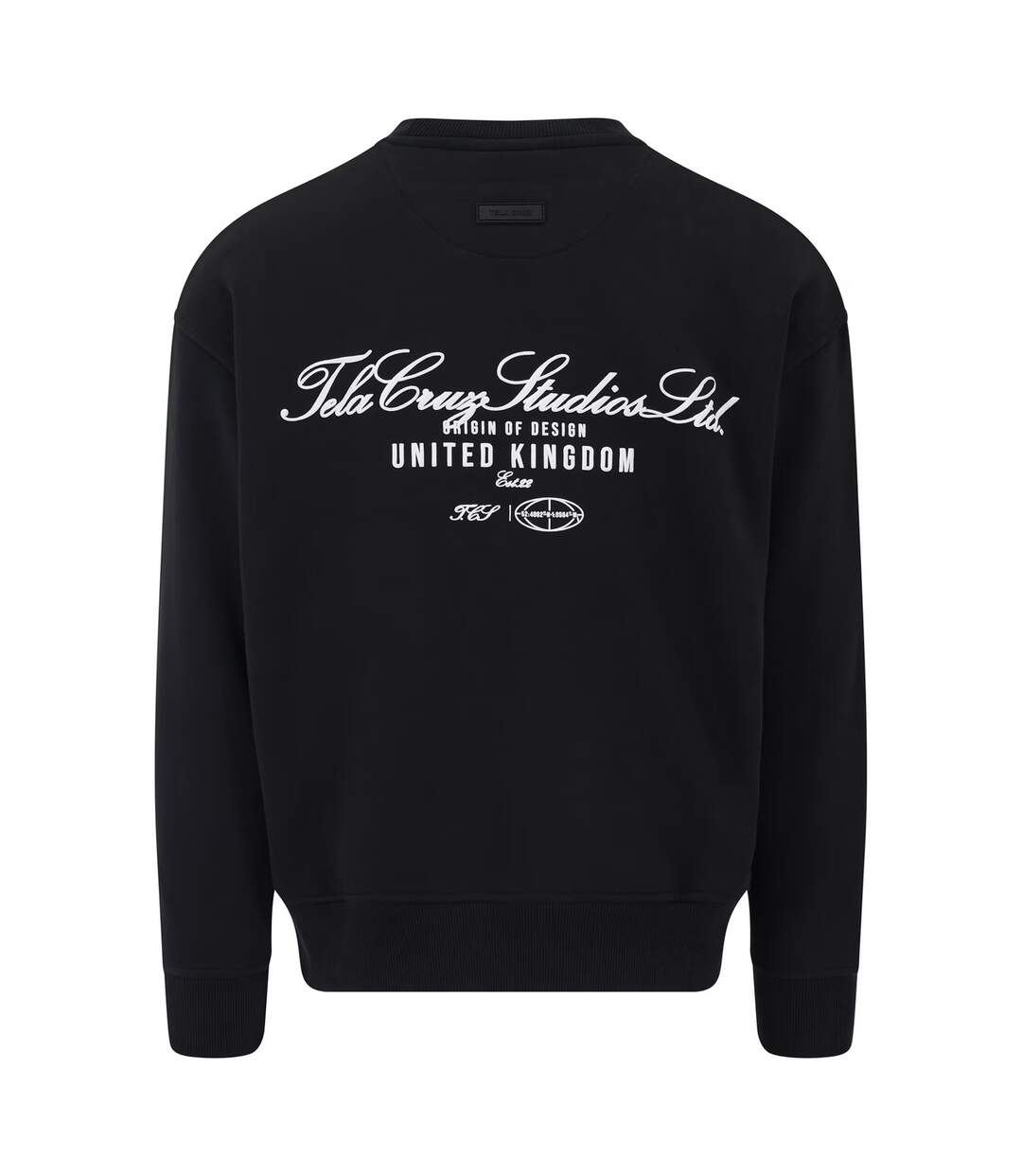 Mens Studio Crew Neck Relaxed Fit Sweatshirt Black Tela Cruz-3