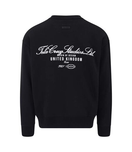 Mens Studio Crew Neck Relaxed Fit Sweatshirt Black Tela Cruz