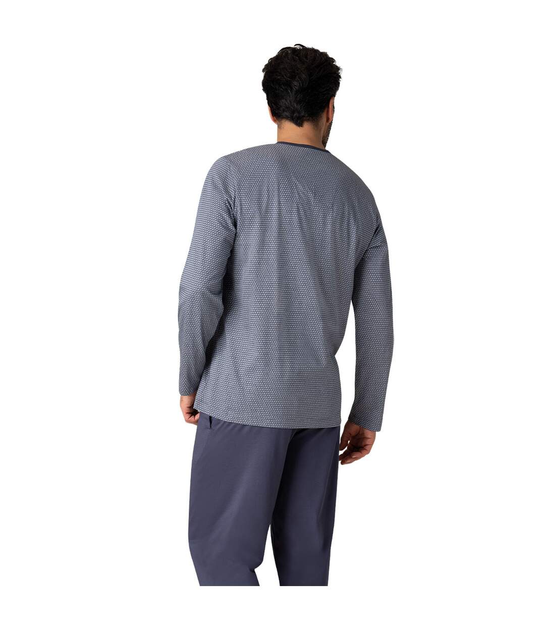 Pyjama long col V homme Mercerisé