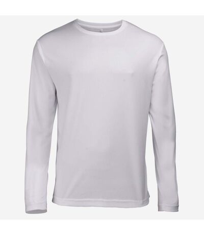 Just Cool Mens Long Sleeve Cool Sports Performance Plain T-Shirt (Arctic White)