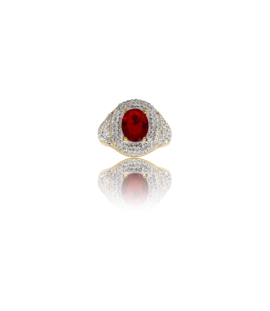 Bague Femme Prix Bas en Acier Doré Ornée Zirconium-1