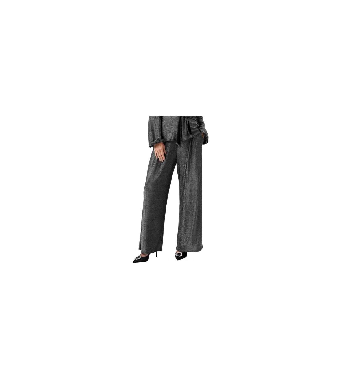 Womens/ladies Wide Leg Trousers Silver Biba-1