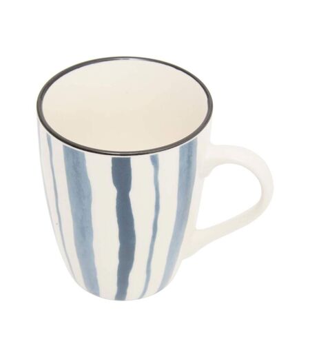 Lot de 6 Mugs en Porcelaine Umami Rayure 31cl Bleu