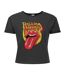 Womens/ladies Bootleg Tongue The Rolling Stones Crop T-shirt Charcoal Amplified-1