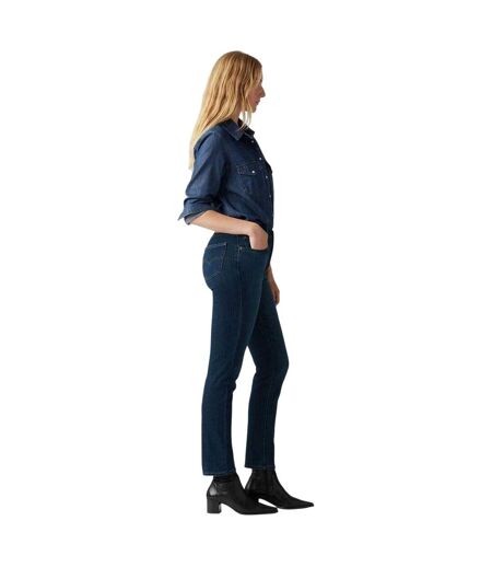 Womens/ladies High Rise Straight Jeans Blue Levis