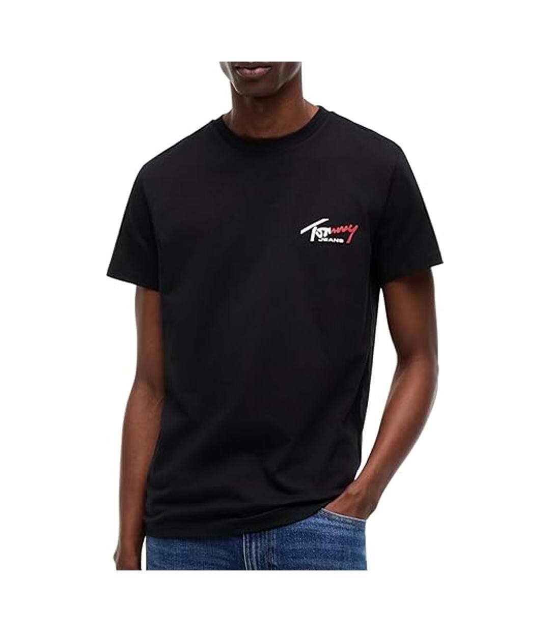 T-Shirt noir homme tommy hilfiger slim-1