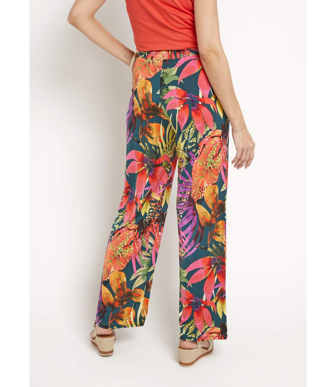 Pantalon fluide stretch, fleuri tropical-2