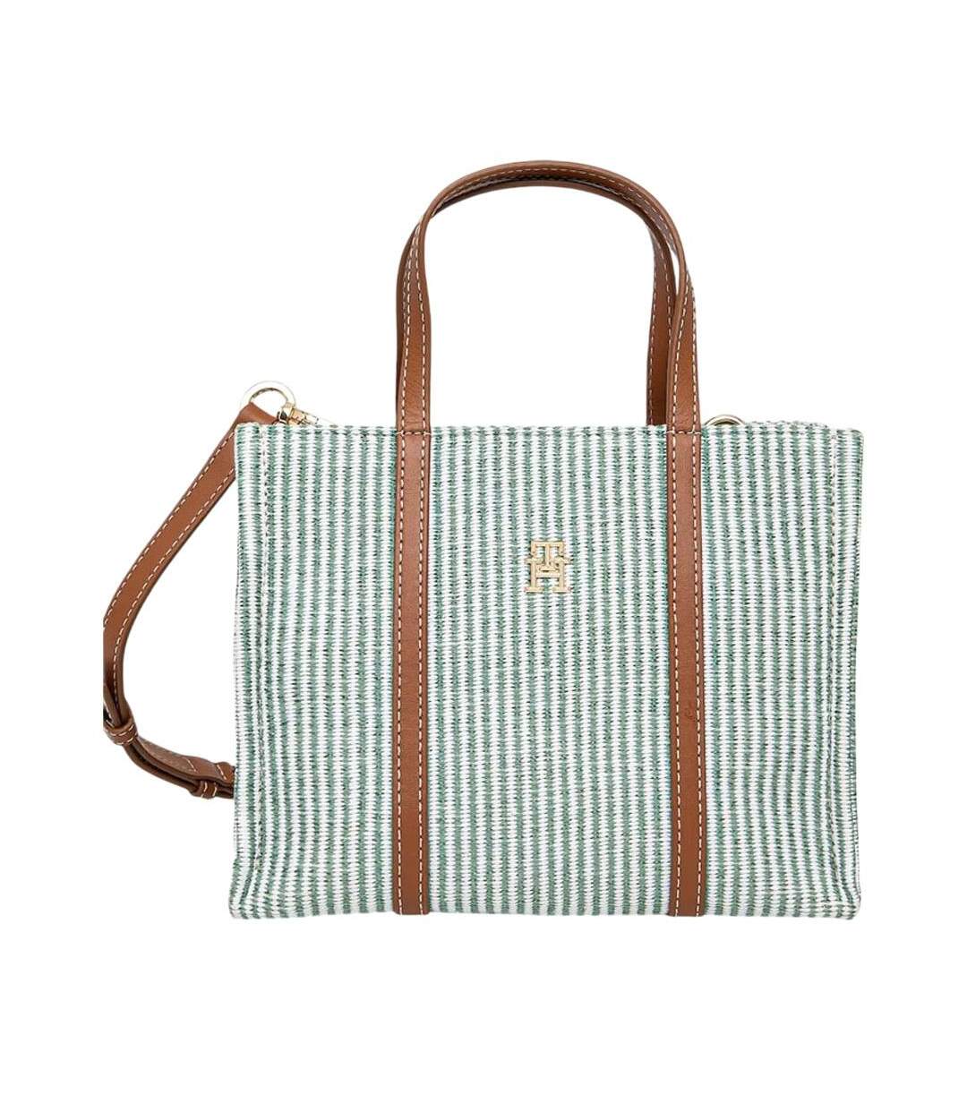 Sac à main vert/marron femme tommy hilfiger premium beach-1