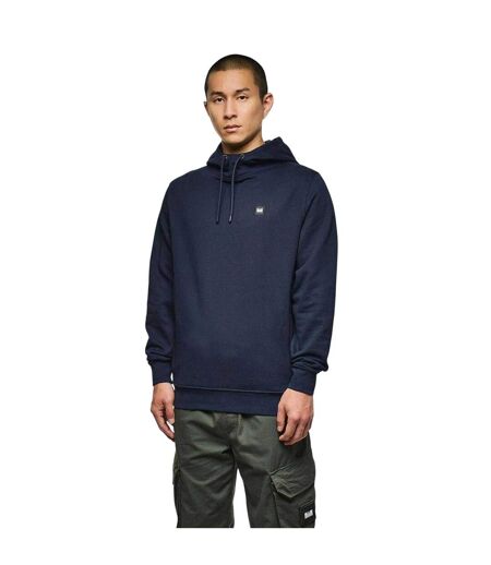 Mens Combed Cotton Hidden Pocket Drawstring Hoodie Navy Weekend Offender