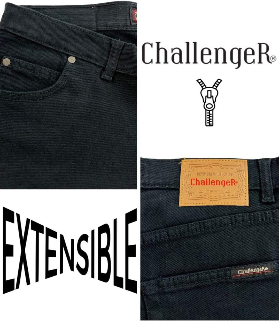 CHALLENGER M759 — Jean 5 poches extensible drill noir : le confort stretch au quotidien-4