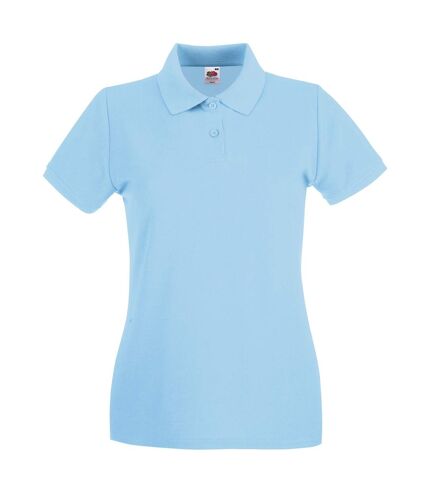 Womens/ladies premium polo shirt sky blue Fruit of the Loom