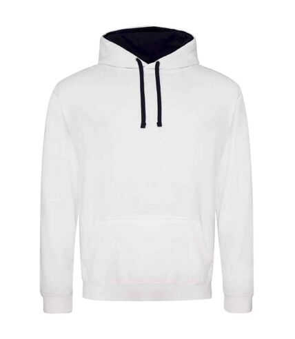 Sweat à capuche varsity femme blanc / bleu marine français Awdis Awdis