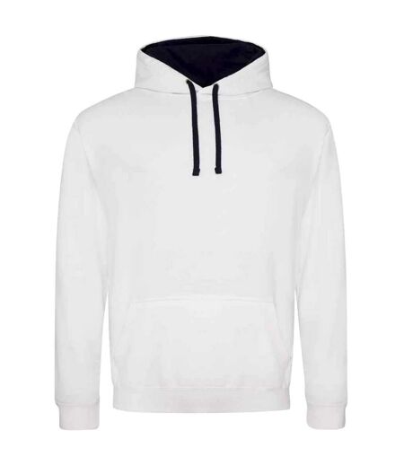 Womens/ladies varsity hoodie arctic white/french navy Awdis