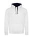 Womens/ladies varsity hoodie arctic white/french navy Awdis