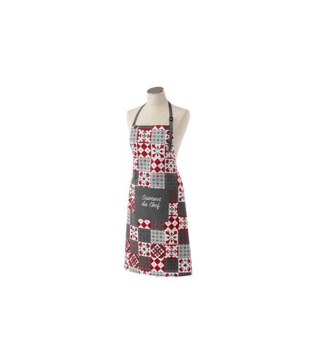 Tablier de Cuisine Credence 84cm Gris & Rouge