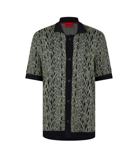 Mens Knitted Regular Short-sleeved Shirt Green Hugo
