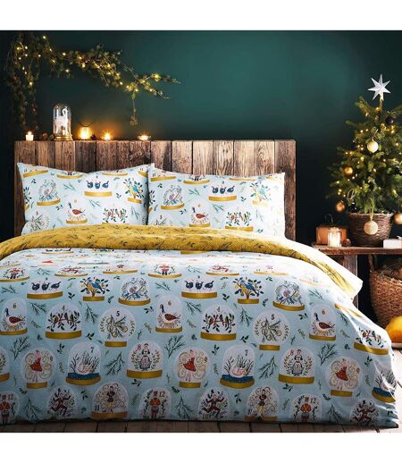 Twelve days of christmas duvet cover set blue Furn