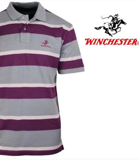 Polo homme WINCHESTER ROBIN1G en coton piqué gris : le charme intemporel des rayures