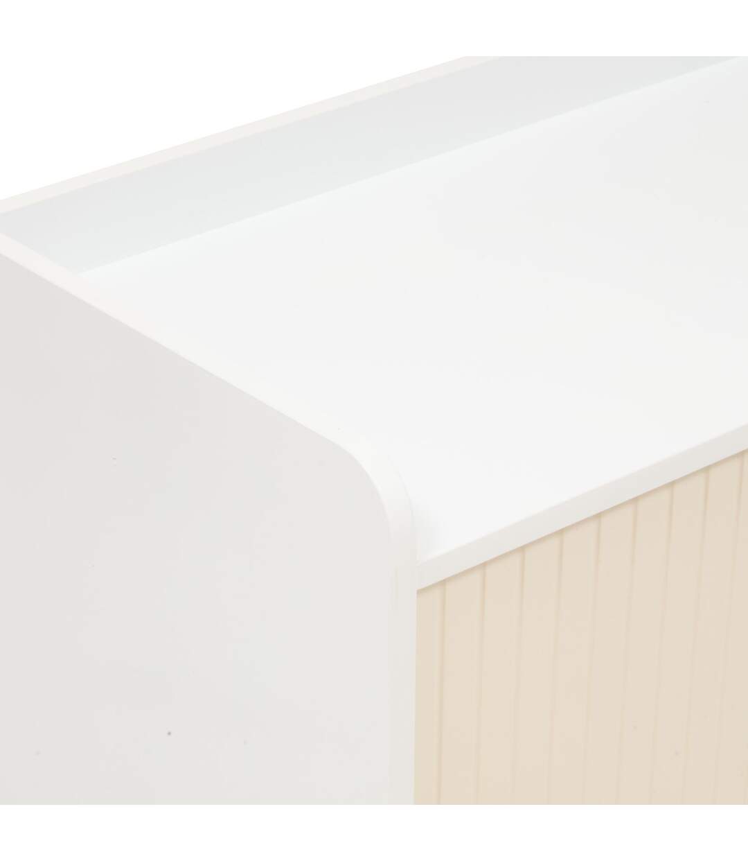 Meuble de rangement enfant 2 portes et 2 niches BOULI - Blanc et beige-5