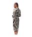 Robe Portefeuille Manches Longues Femme Marron Noir Blanc AX Paris-3
