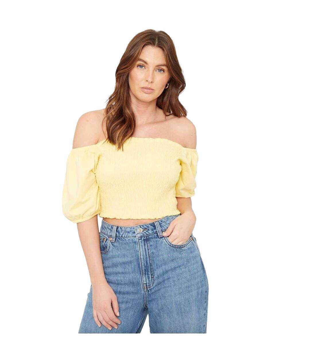 Haut Court Manches Bouffantes Femme Citron Be You-2
