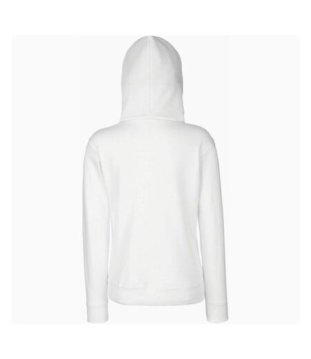 Fruit Of The Loom Ladies Lady Fit Hooded Sweatshirt / Hoodie (White)