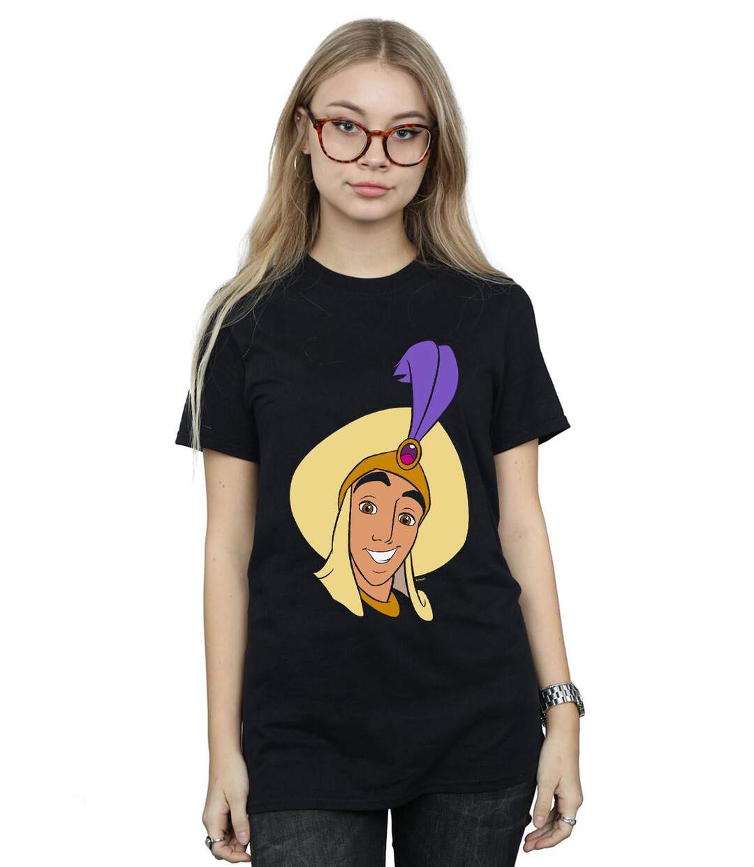 Disney - T-shirt ALADDIN PRINCE ALI FACE - Femme (Noir) - UTBI18114-2