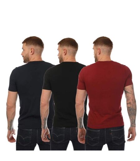 Pack Of 3  Mens Logo T-shirt  Black Navy Red Hugo