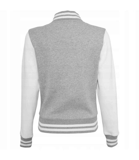 Blouson D'université Femme Gris Chiné Blanc Build Your Brand