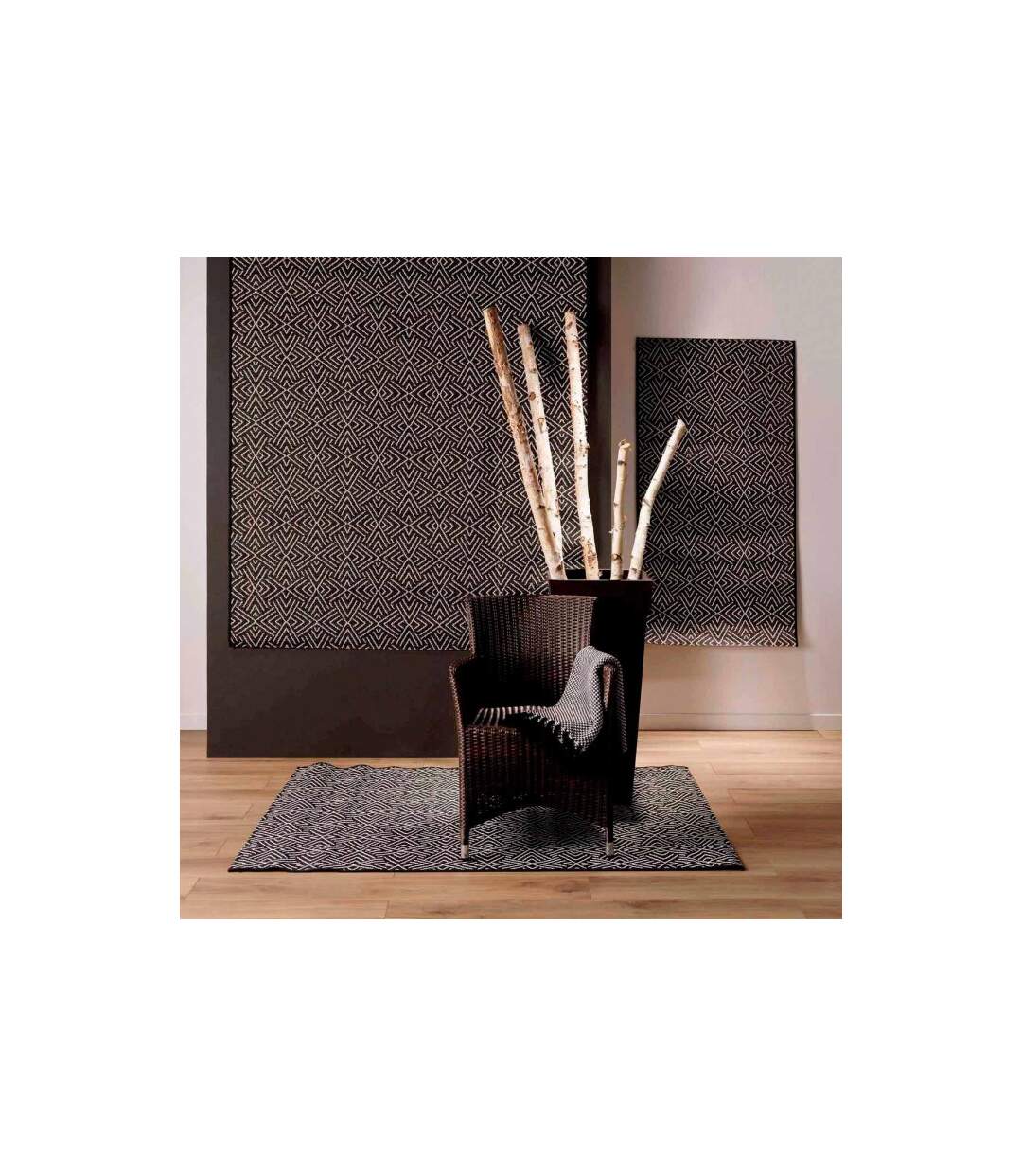 Tapis Tissé Déco Aztek 80x150cm Noir-4