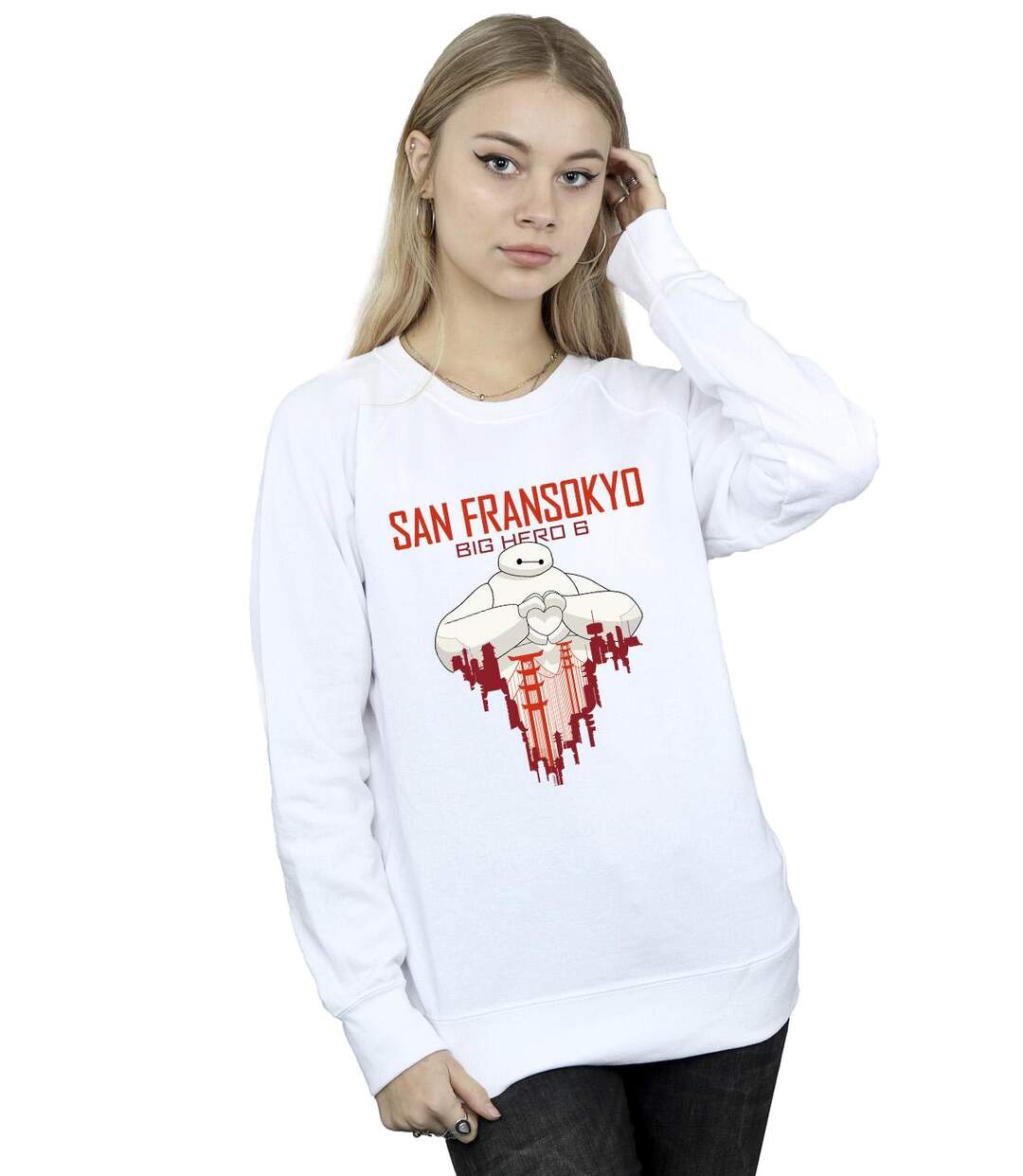 Disney - Sweat BIG HERO BAYMAX SAN FRANSOKYO HEART - Femme (Blanc) - UTBI11595-2