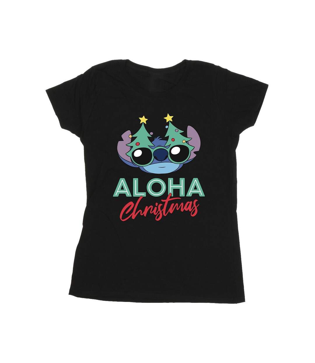 Disney T-shirt en coton Femme/Ladies Lilo And Stitch Christmas Tree Shades (Noir) - UTBI25633-1