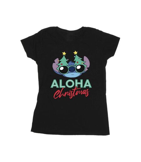 Disney T-shirt en coton Femme/Ladies Lilo And Stitch Christmas Tree Shades (Noir) - UTBI25633